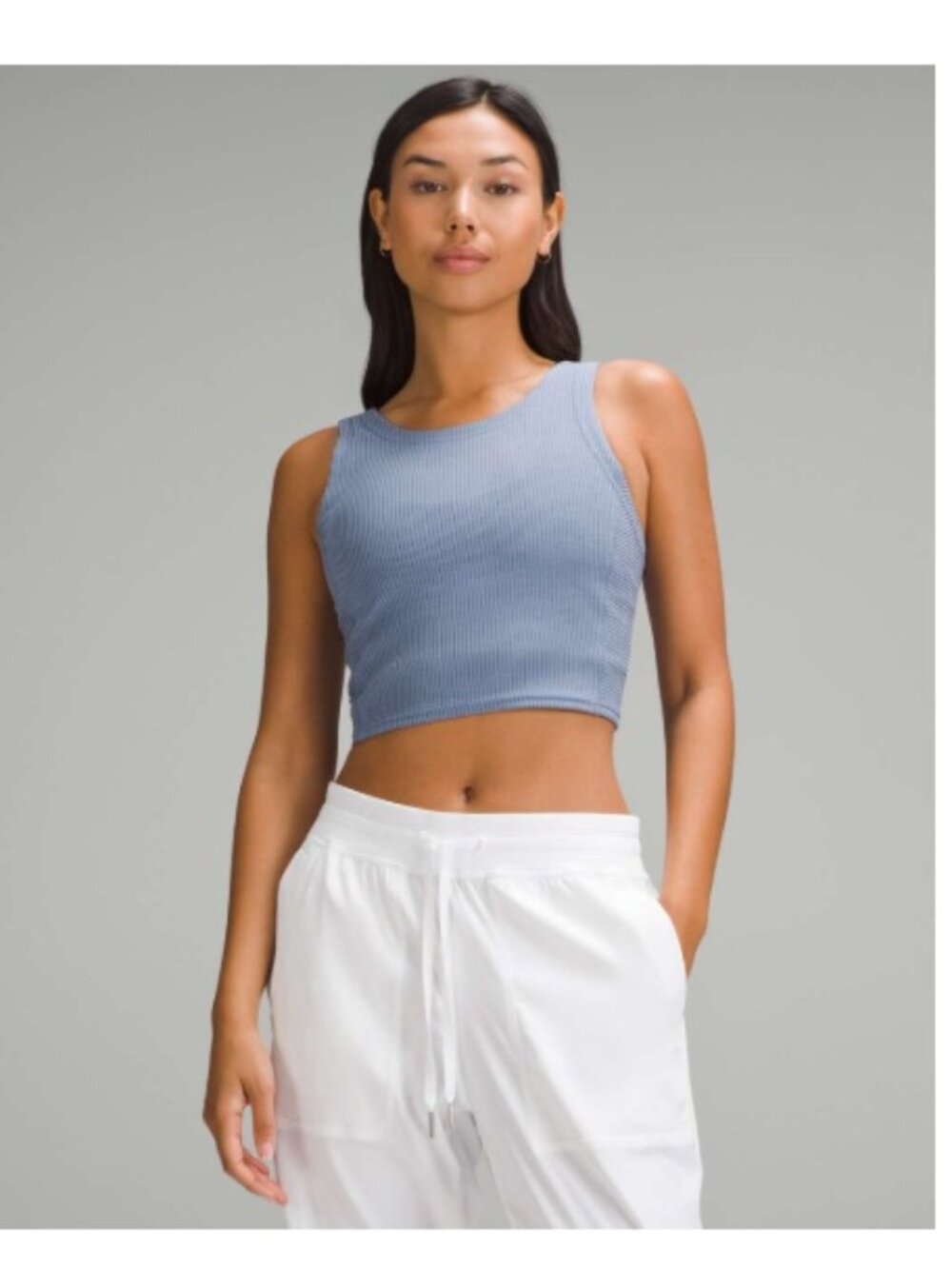 Lululemon Ribbed Softstreme Cropped Tank Top, Oasis Blue | Size 6